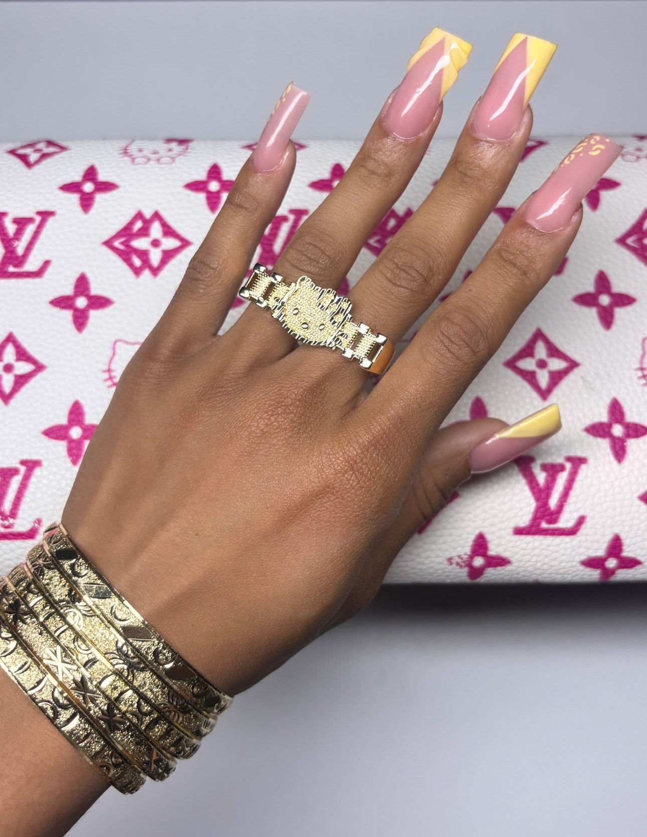 Two-Finger HK Face Rolex Ring