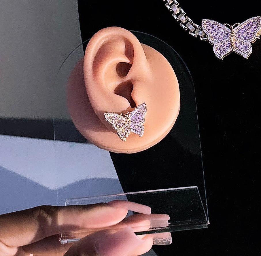 Diamond Butterfly Studs