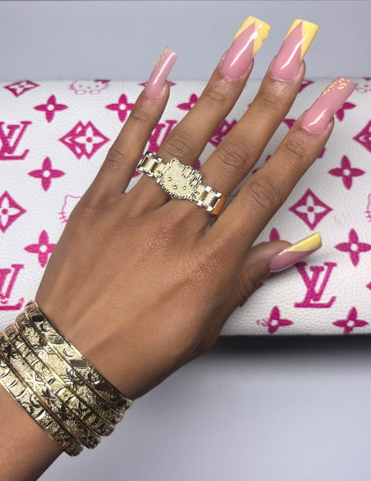 Two-Finger HK Face Rolex Ring